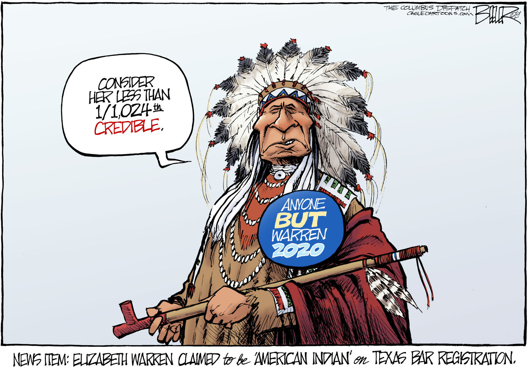 Warren One in 1024th Credible by Nate Beeler, The Columbus Dispatch